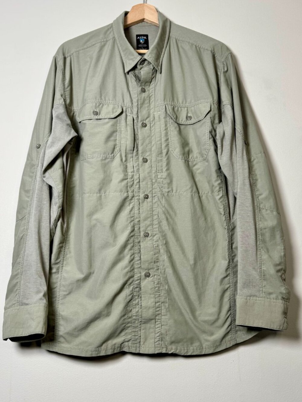 KUHL Airspeed Men's Long Sleeve Hiking Shirt Green Vented UPF 7191 Sz L